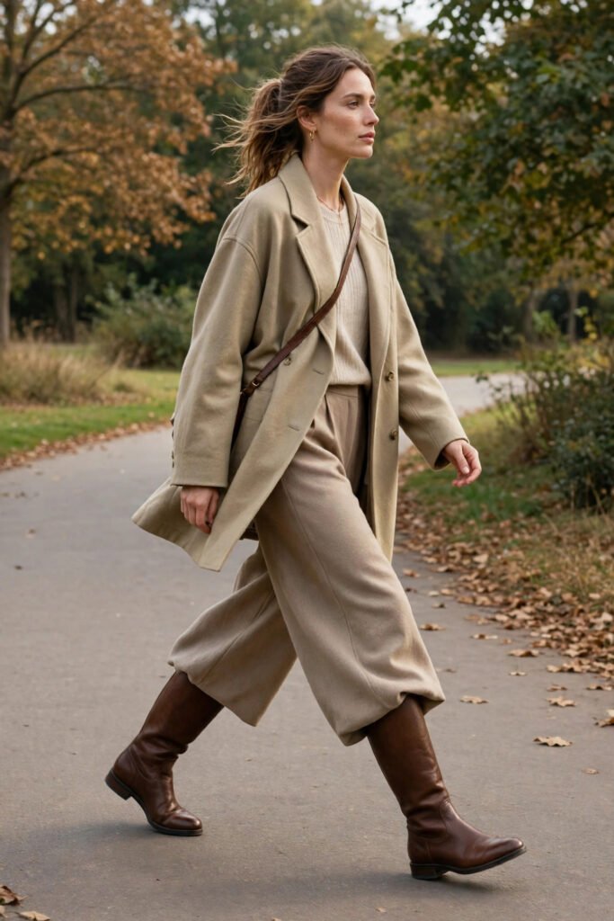 Weather walking and fit checks for tall riding boots