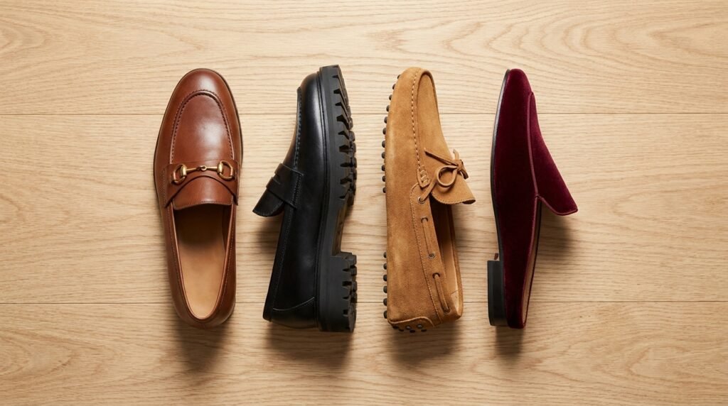 Diagram illustrating key comfort features and construction of a supportive office loafer.