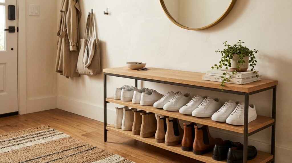 Keeping your sneakers organized and easily accessible near your door encourages consistent daily upkeep.] 