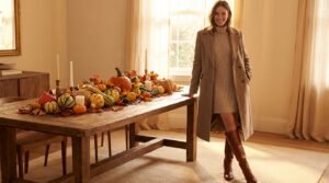 Shoes to wear to Thanksgiving with knee-high boots and sweater dress
