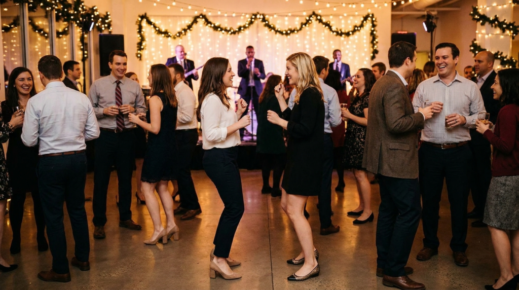 Comfortable shoes for dancing at office holiday party