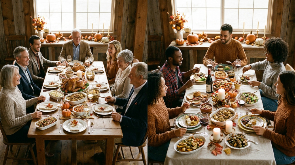 Thanksgiving vs Friendsgiving shoes and dress codes